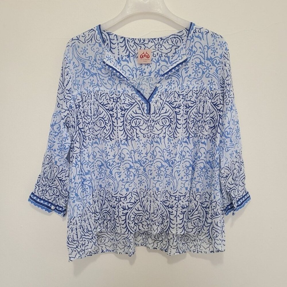 Le Sirenuse Positano Women’s Blue Floral Blouse Size 44